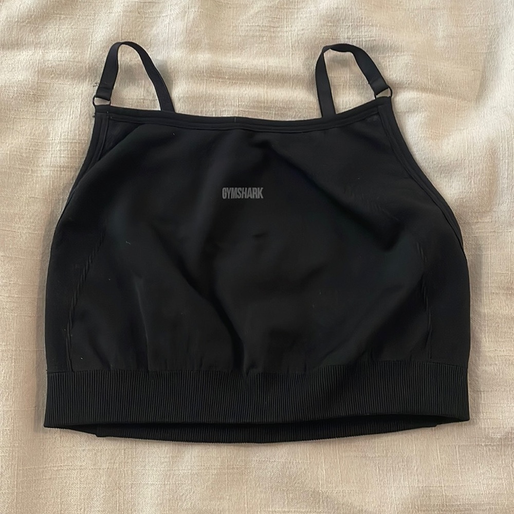 Gymshark Flex Bold Logo High Neck Sports Bra in Black